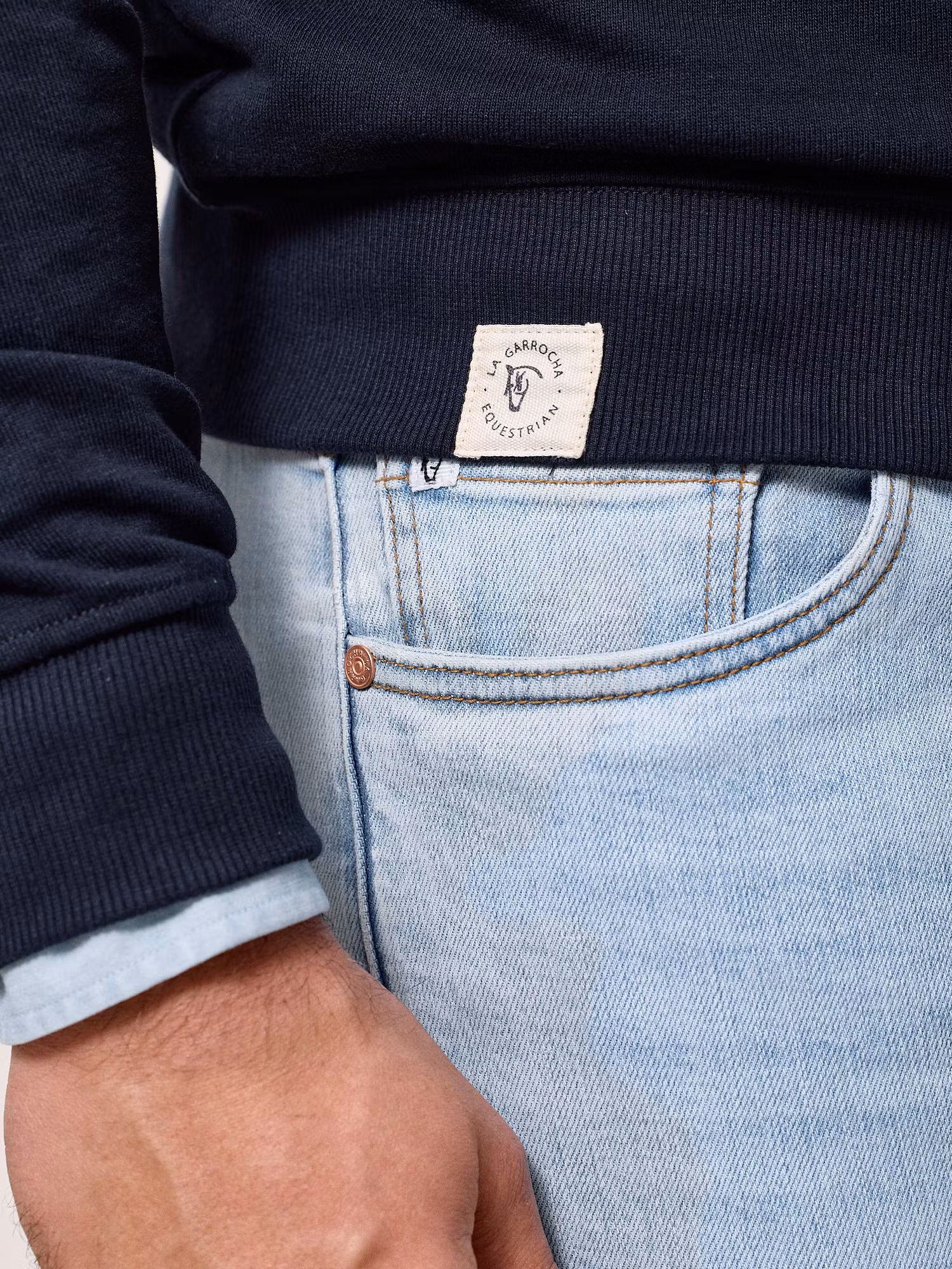 Polo Collar Striped Sweatshirt | Navy Blue