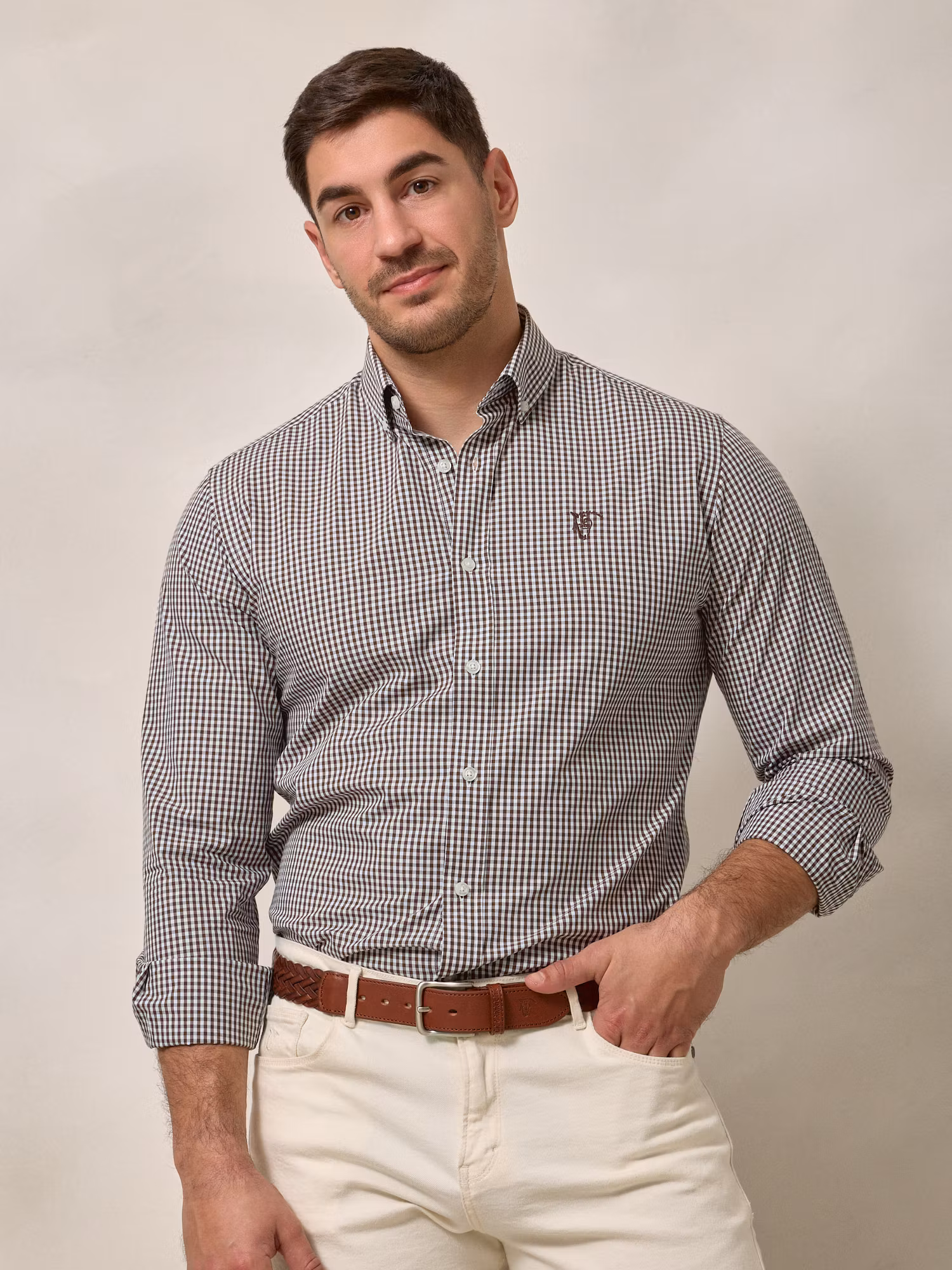 Chemise à carreaux vichy | Marron