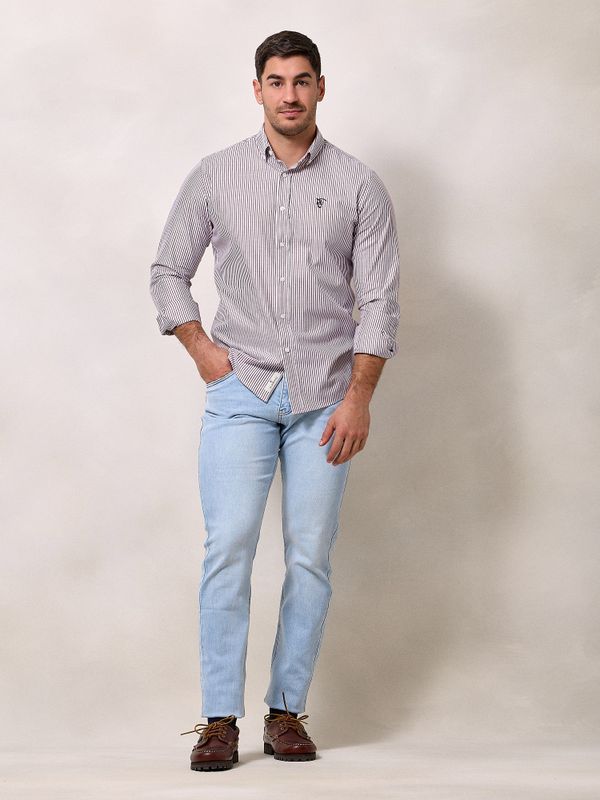Camisa Mini Oxford Rayas | Burgundy