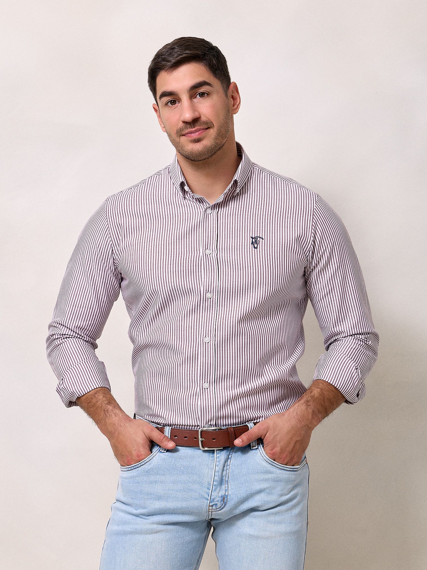 Camisa Mini Oxford Rayas | Burgundy