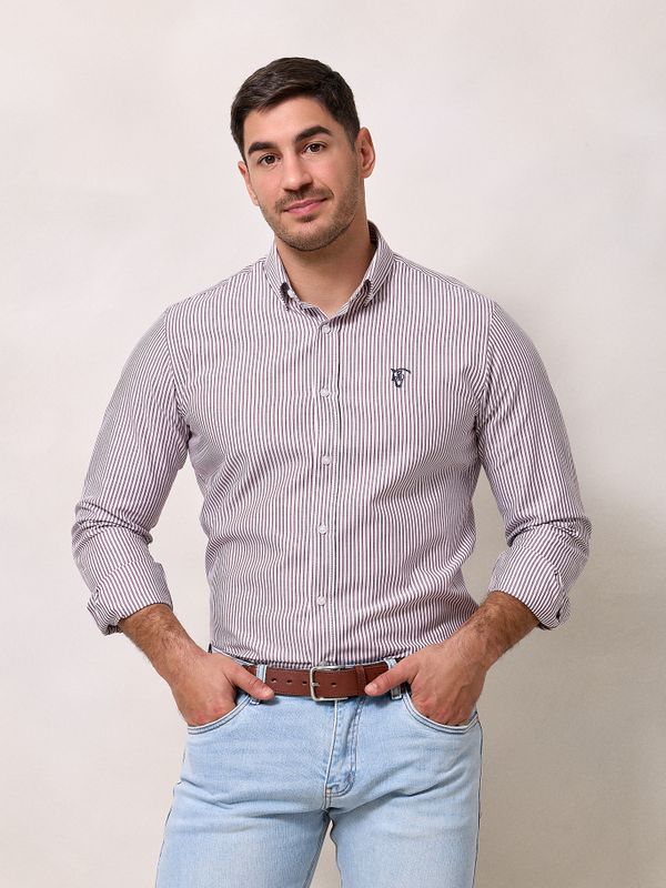 Chemise Oxford à Rayures | Burgundy