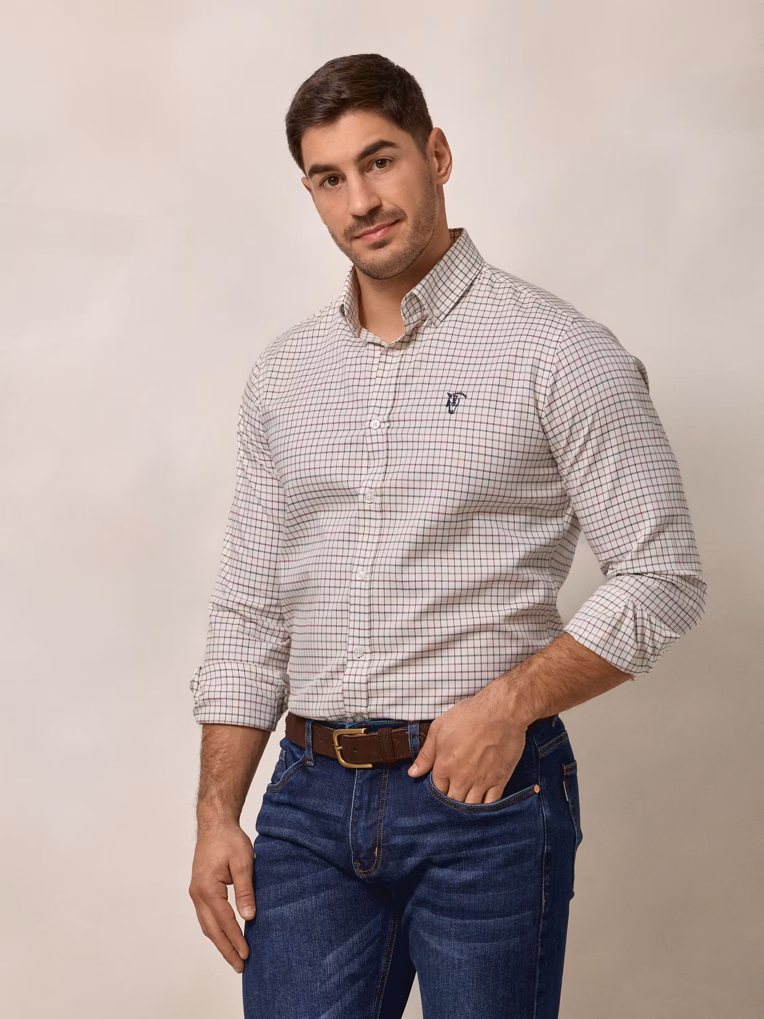 Chemise à carreaux classique | Bordeaux