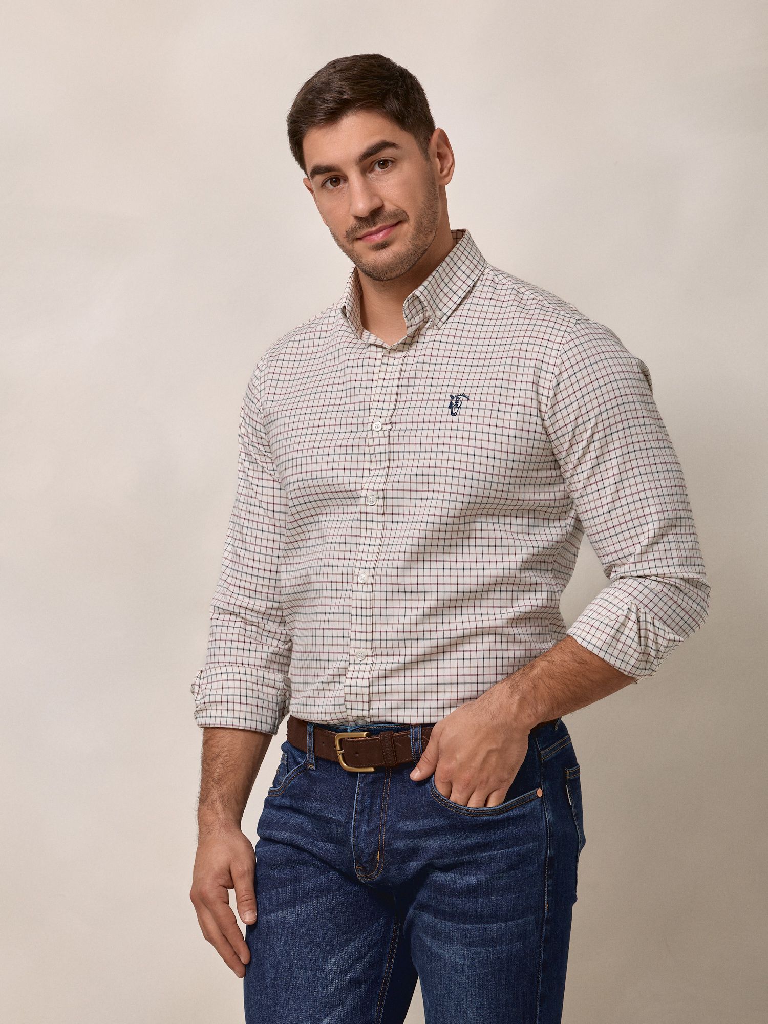 Chemise à carreaux classique | Bordeaux