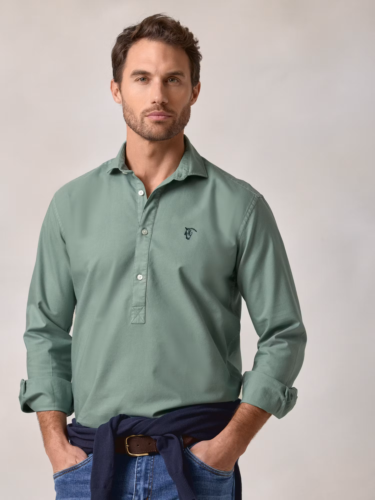 Camisa Polera Garment Dyed | Océano
