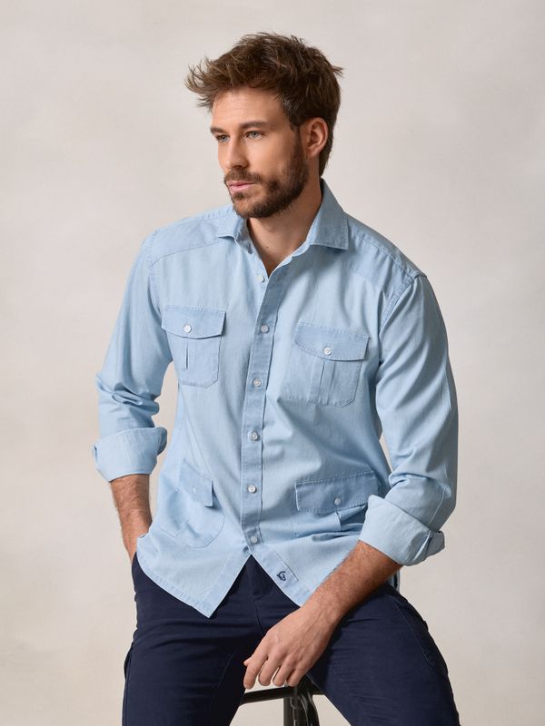 Chemise Guayabera en Denim