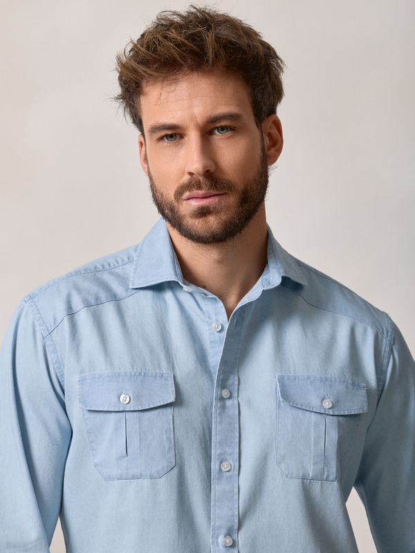 Chemise Guayabera en Denim