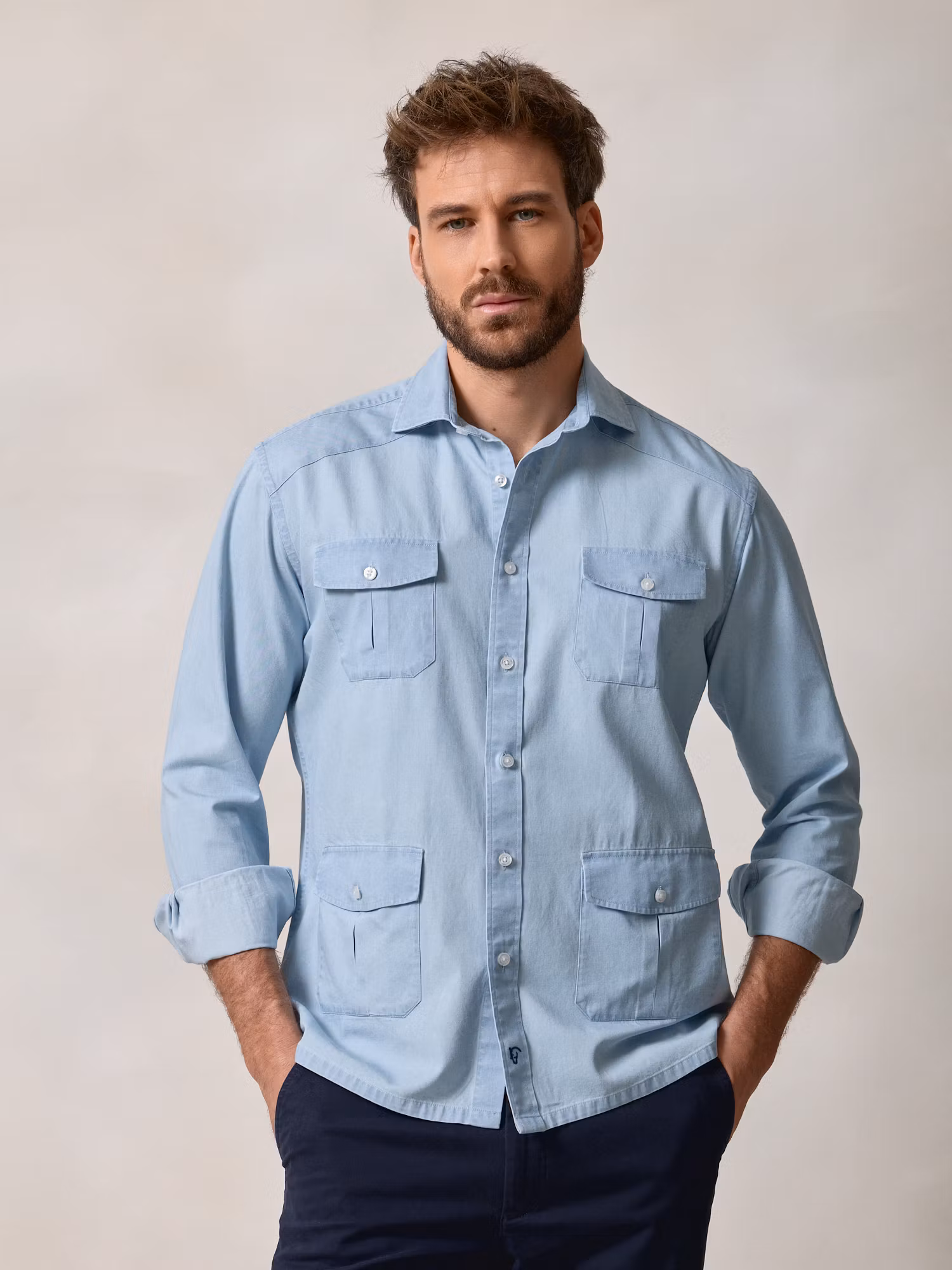 Chemise Guayabera en Denim