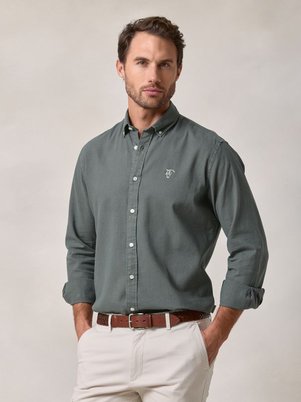 Camisa de linho | Verde Musgo