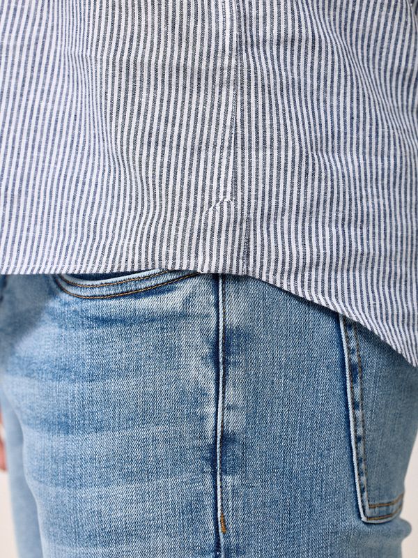 Camisa Polera Lino Rayas | Marino