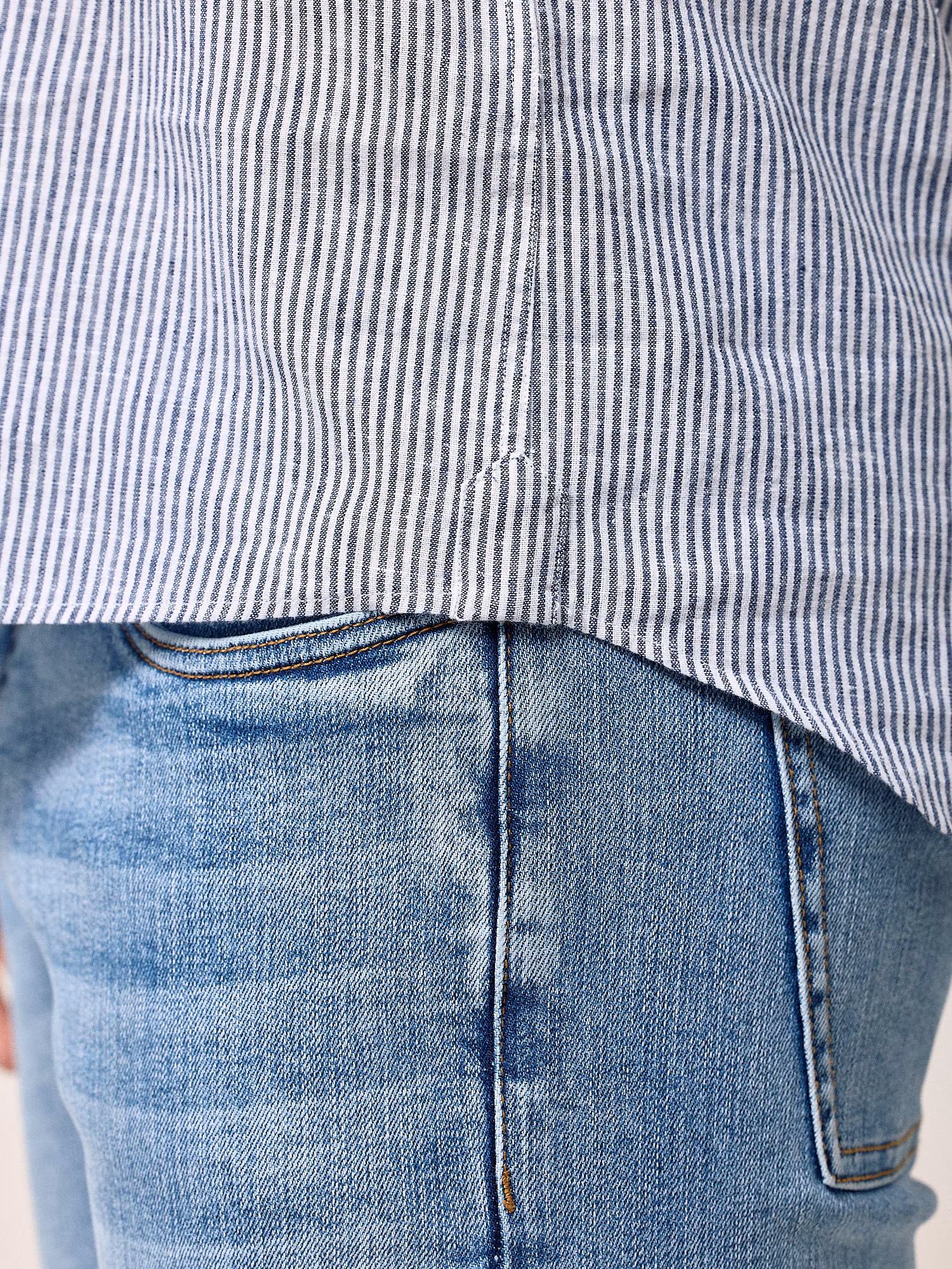 Camisa Polo Linho Listrada | Azul Marinho