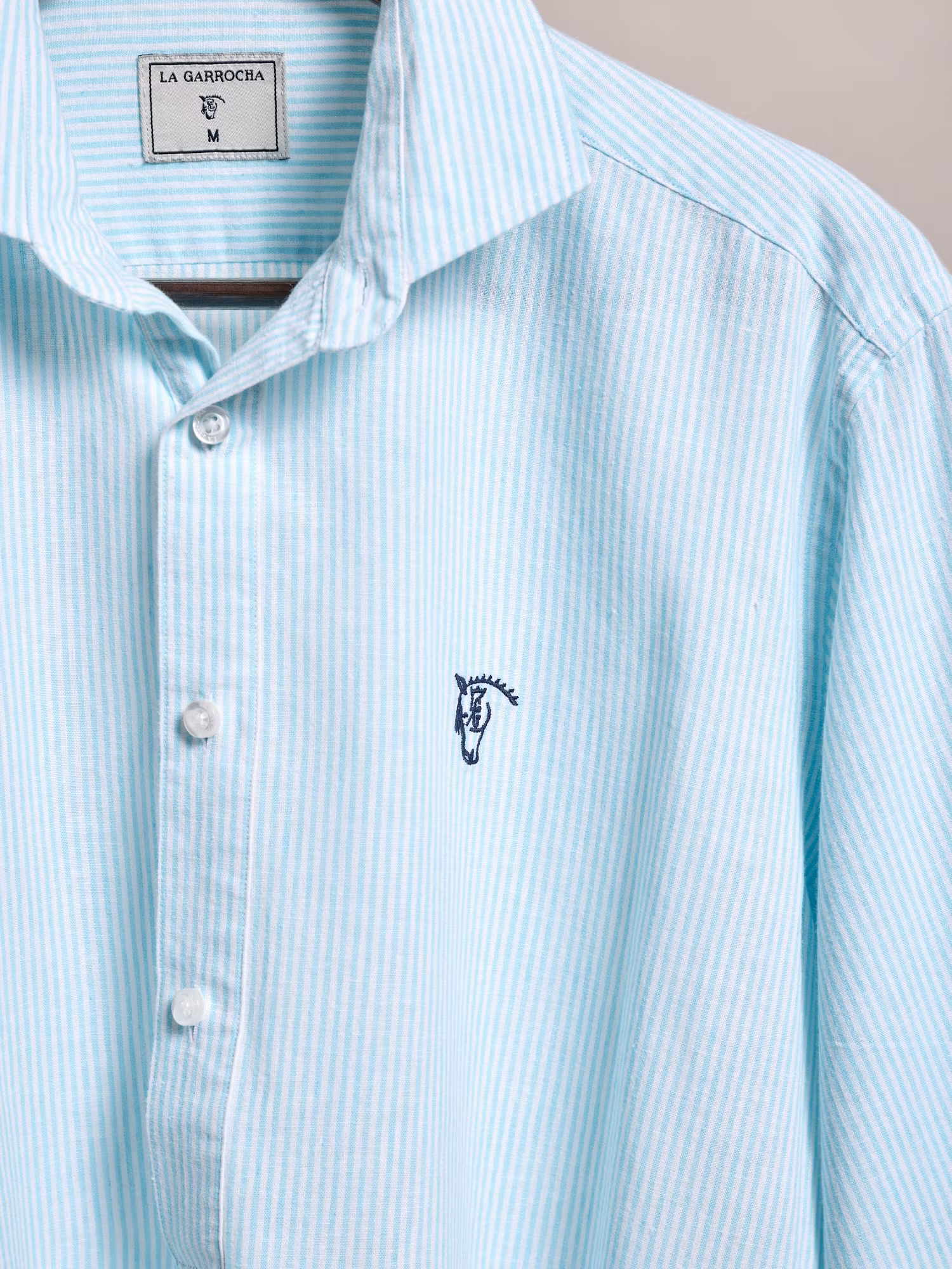 Camisa Polera Lino Rayas | Agua