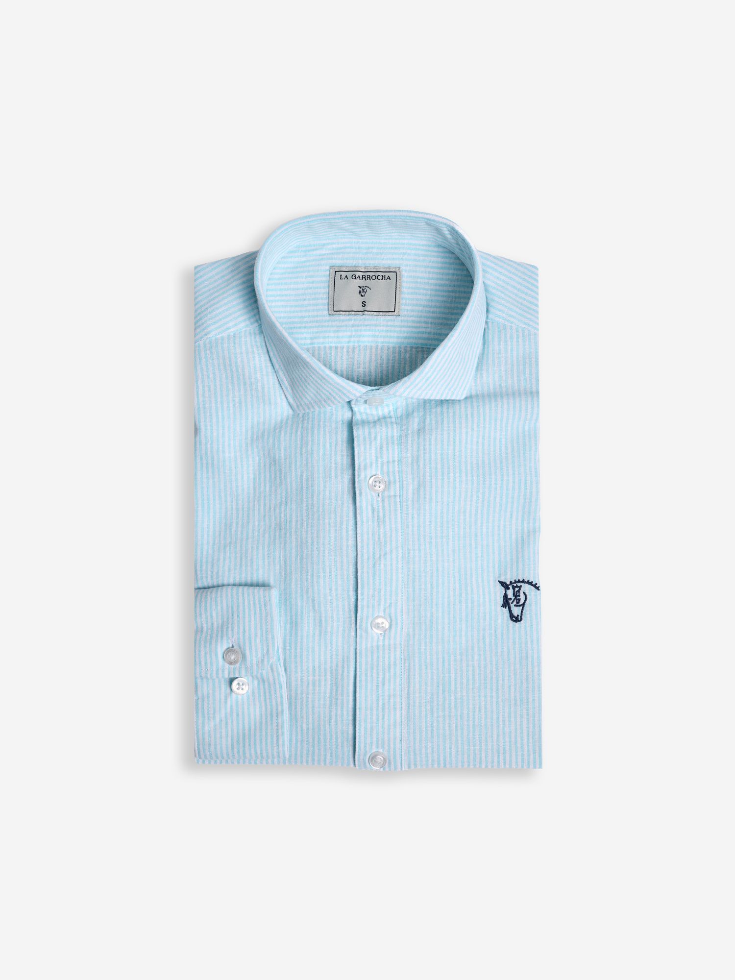 Camisa Polera Lino Rayas | Agua
