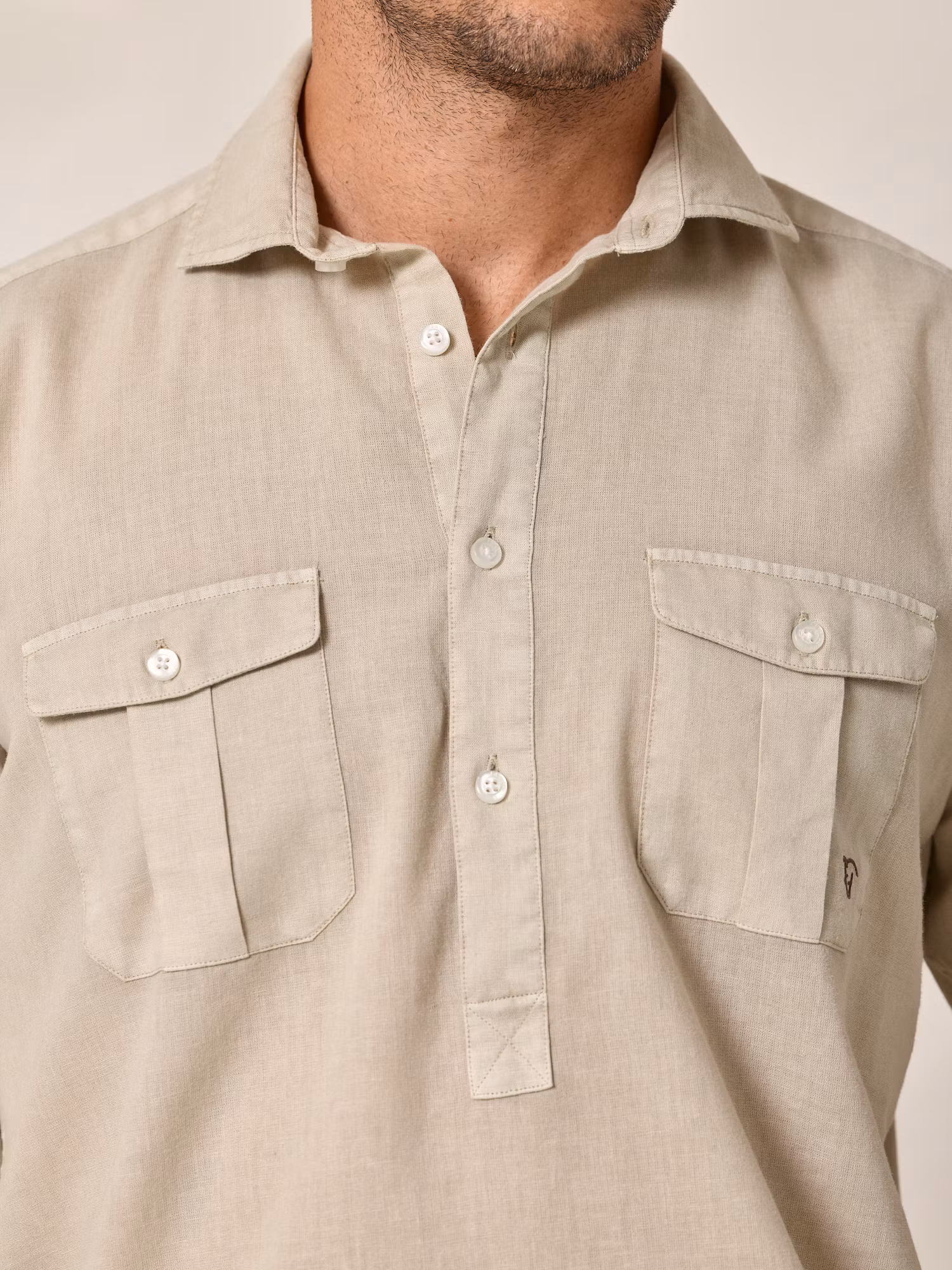 Camisa Polera Cargo Lino | Arena