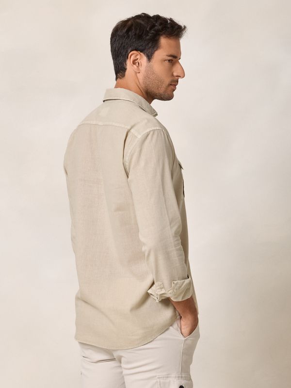 Linen Cargo Polo Shirt | Sand