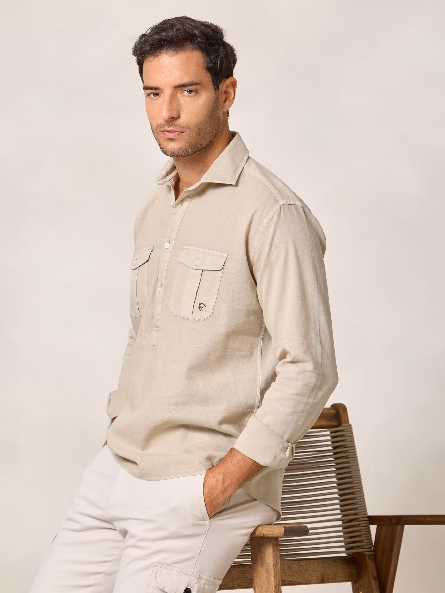 Camisa Polera Cargo Lino | Arena