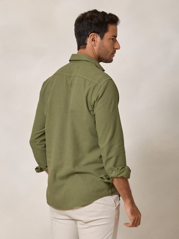 Linen Cargo Polo Shirt | Holly Green