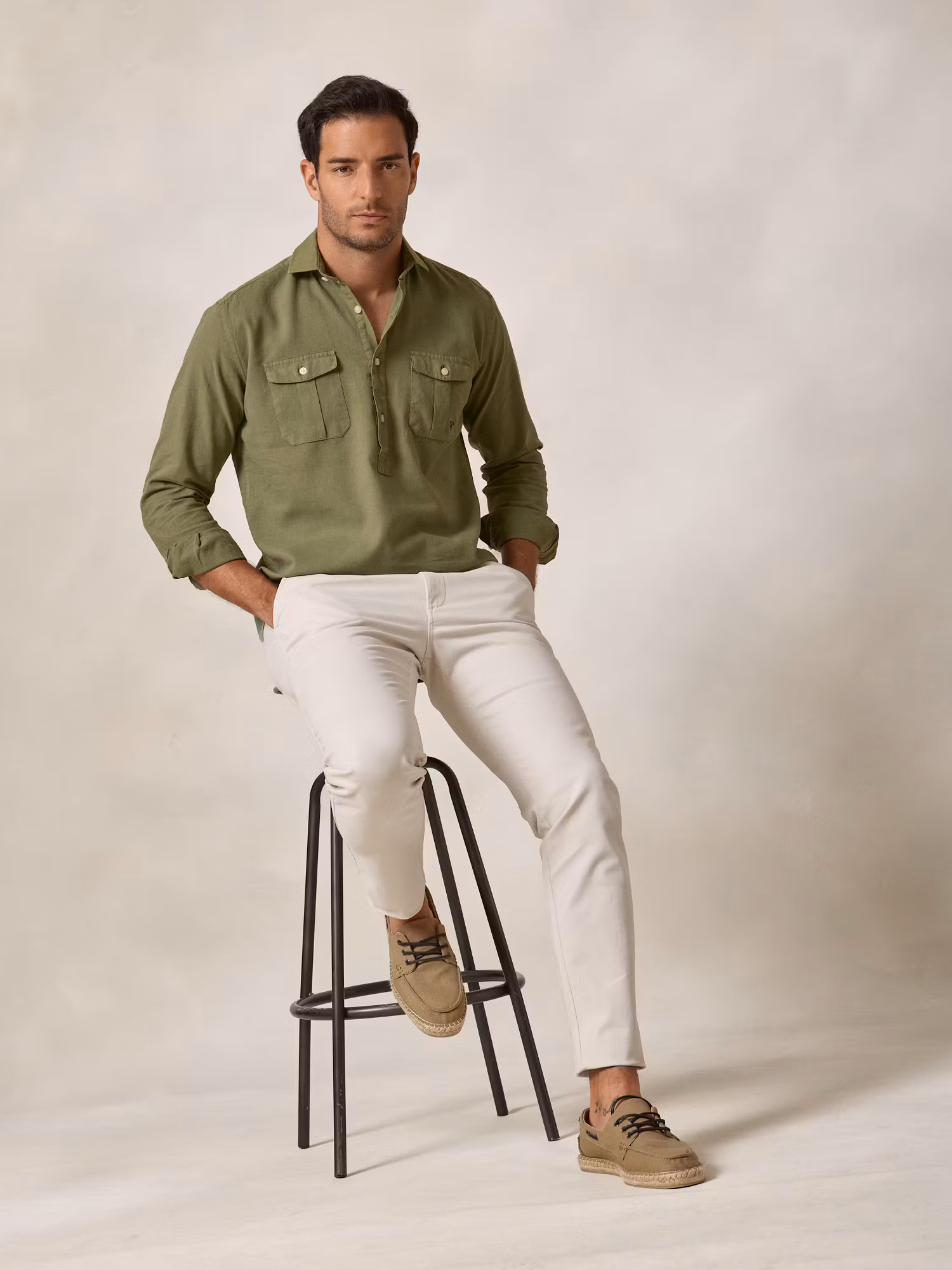 Camisa Polera Cargo Lino | Acebo