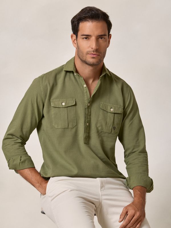 Chemise Polo Cargo Lin | Vert Houx