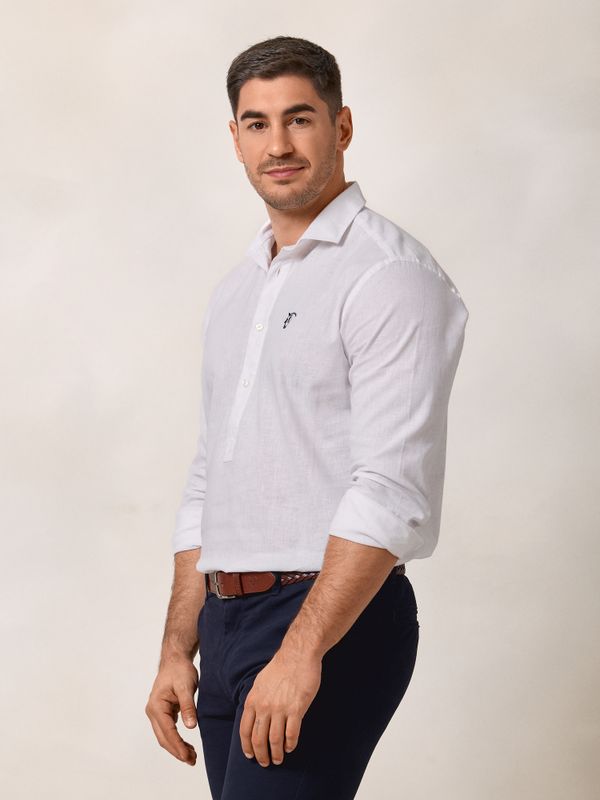 Linen Polo Shirt | White