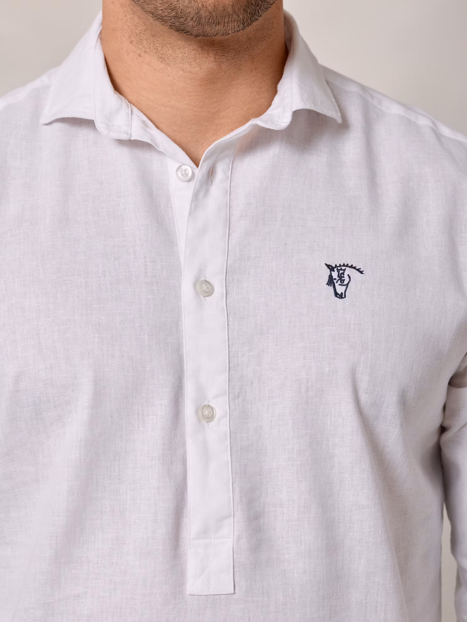 Camisa Polera Lino | Blanco