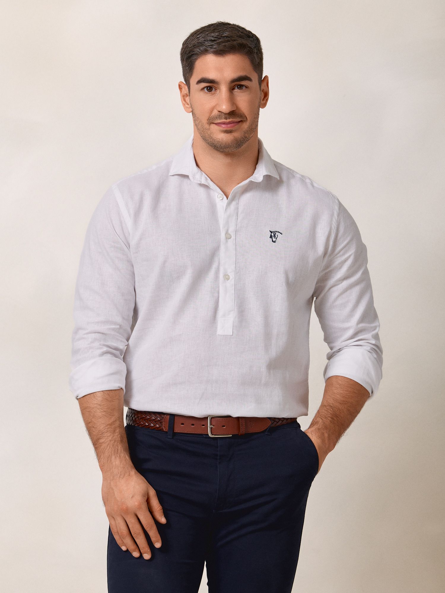 Chemise Polo Lin | Blanc
