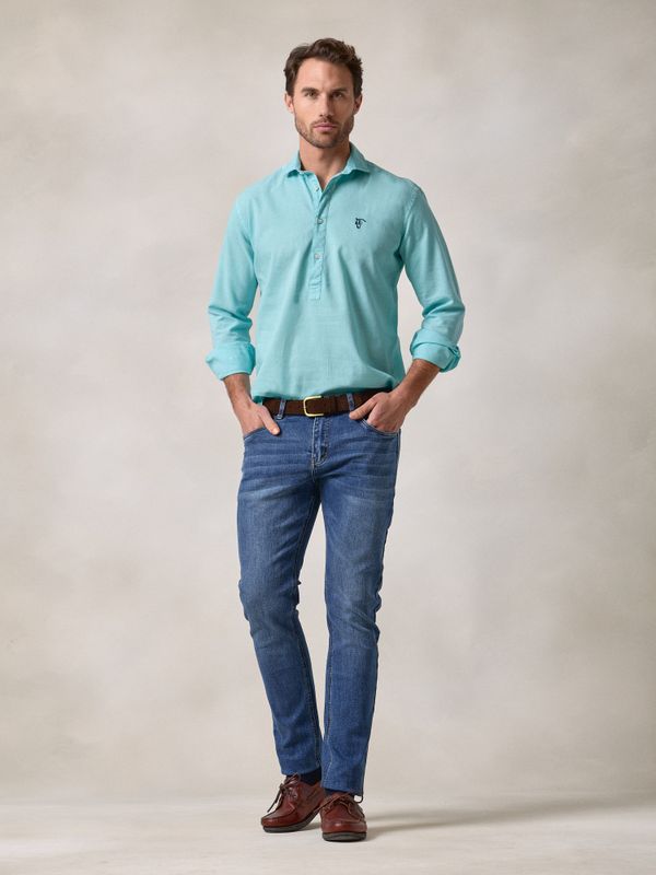 Linen Polo Shirt | Capri Blue