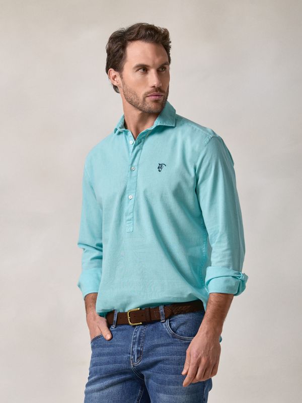 Linen Polo Shirt | Capri Blue