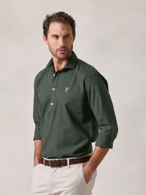 Linen Polo Shirt | Fir Green