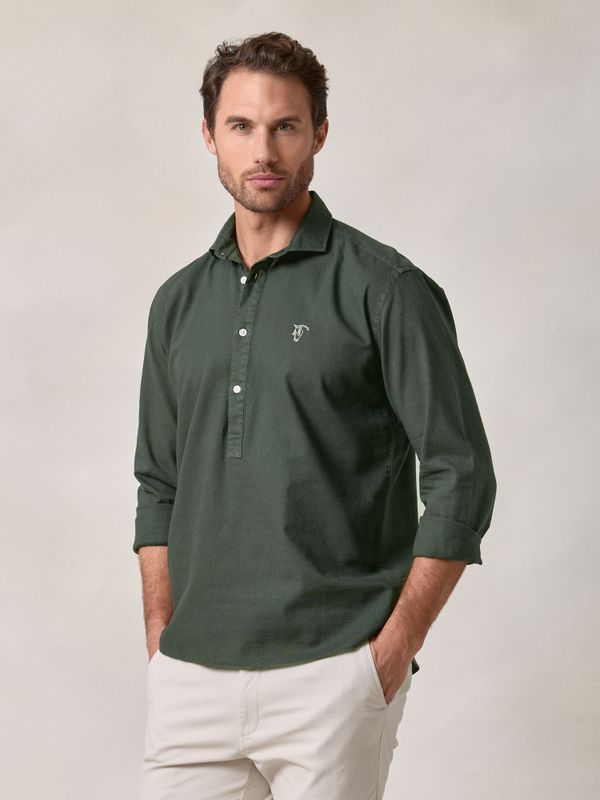 Linen Polo Shirt | Fir Green