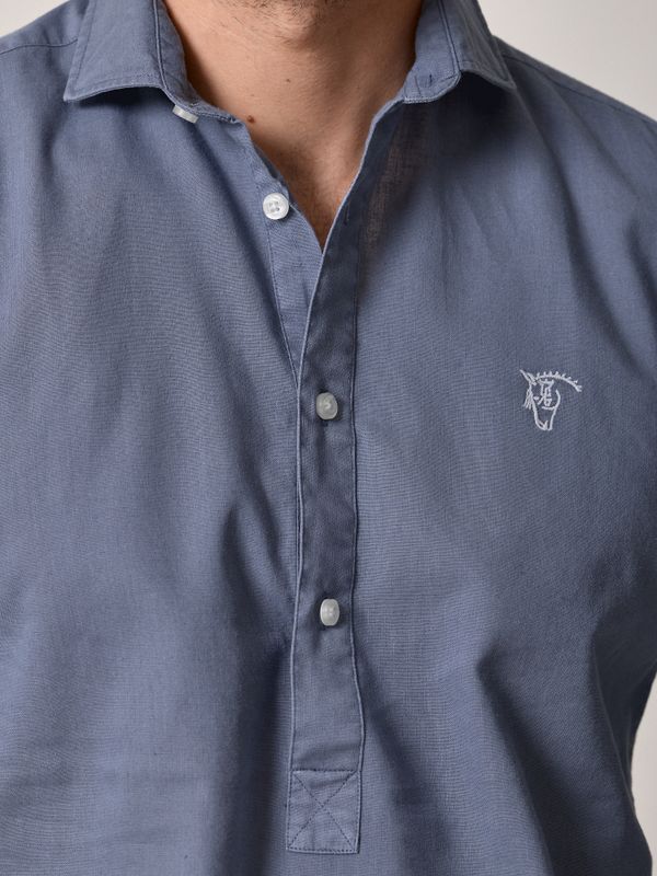Linen Polo Shirt | Blue