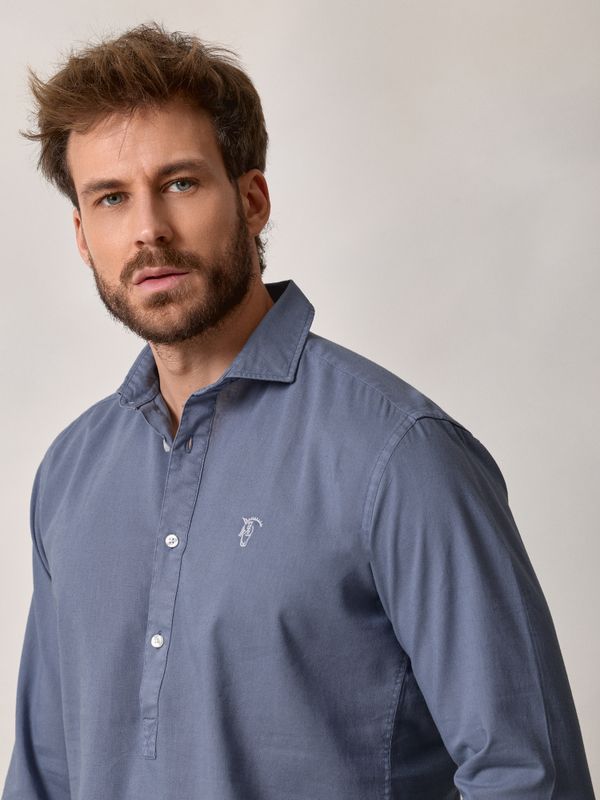 Linen Polo Shirt | Blue