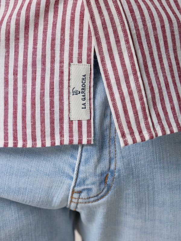 Chemise Lin Rayée | Burgundy