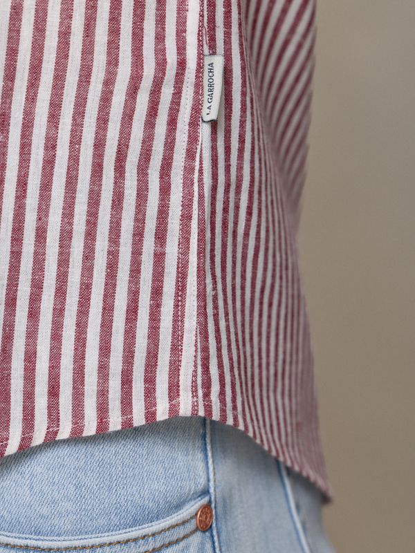 Chemise Lin Rayée | Burgundy