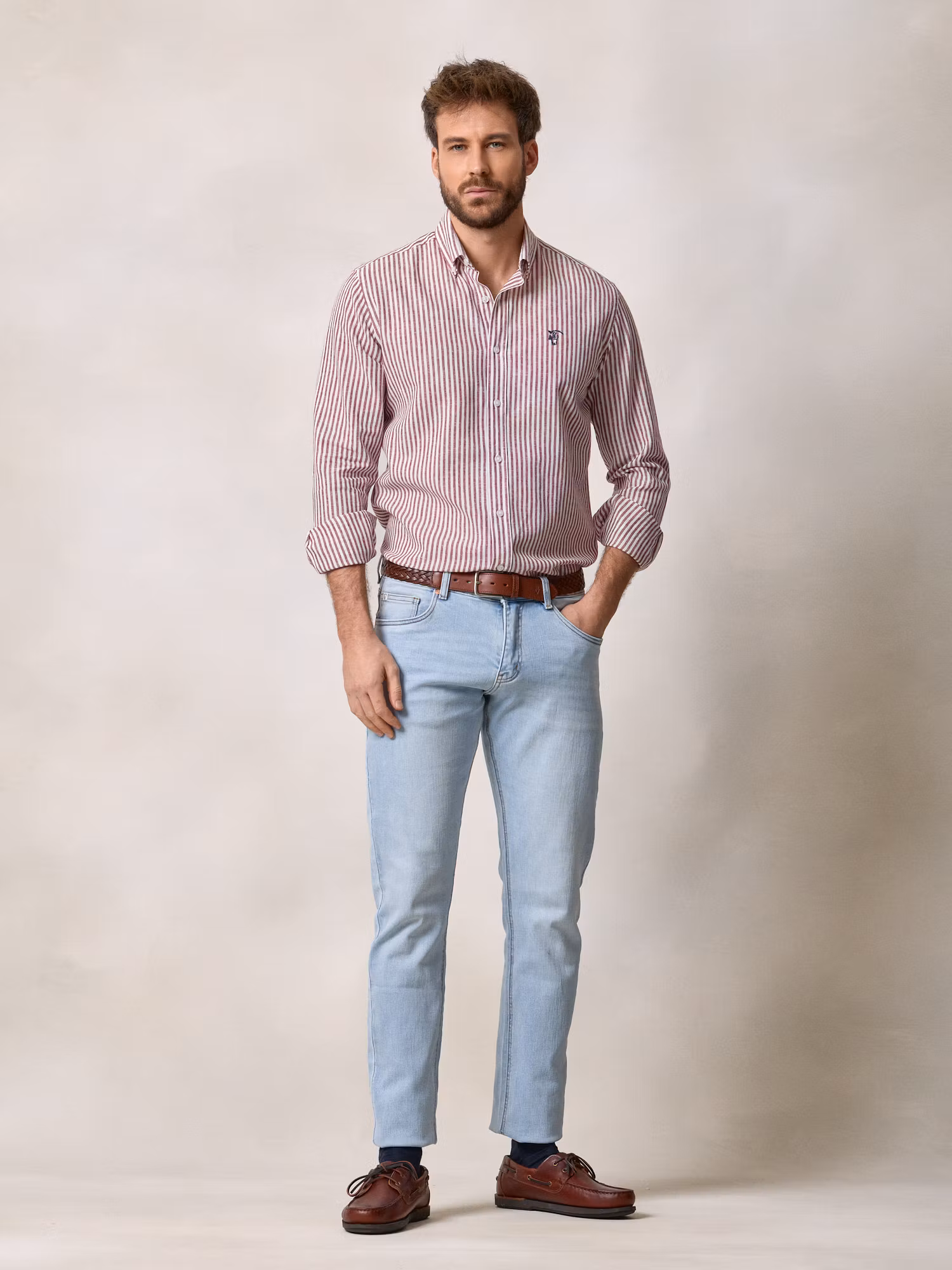 Chemise Lin Rayée | Bordeaux