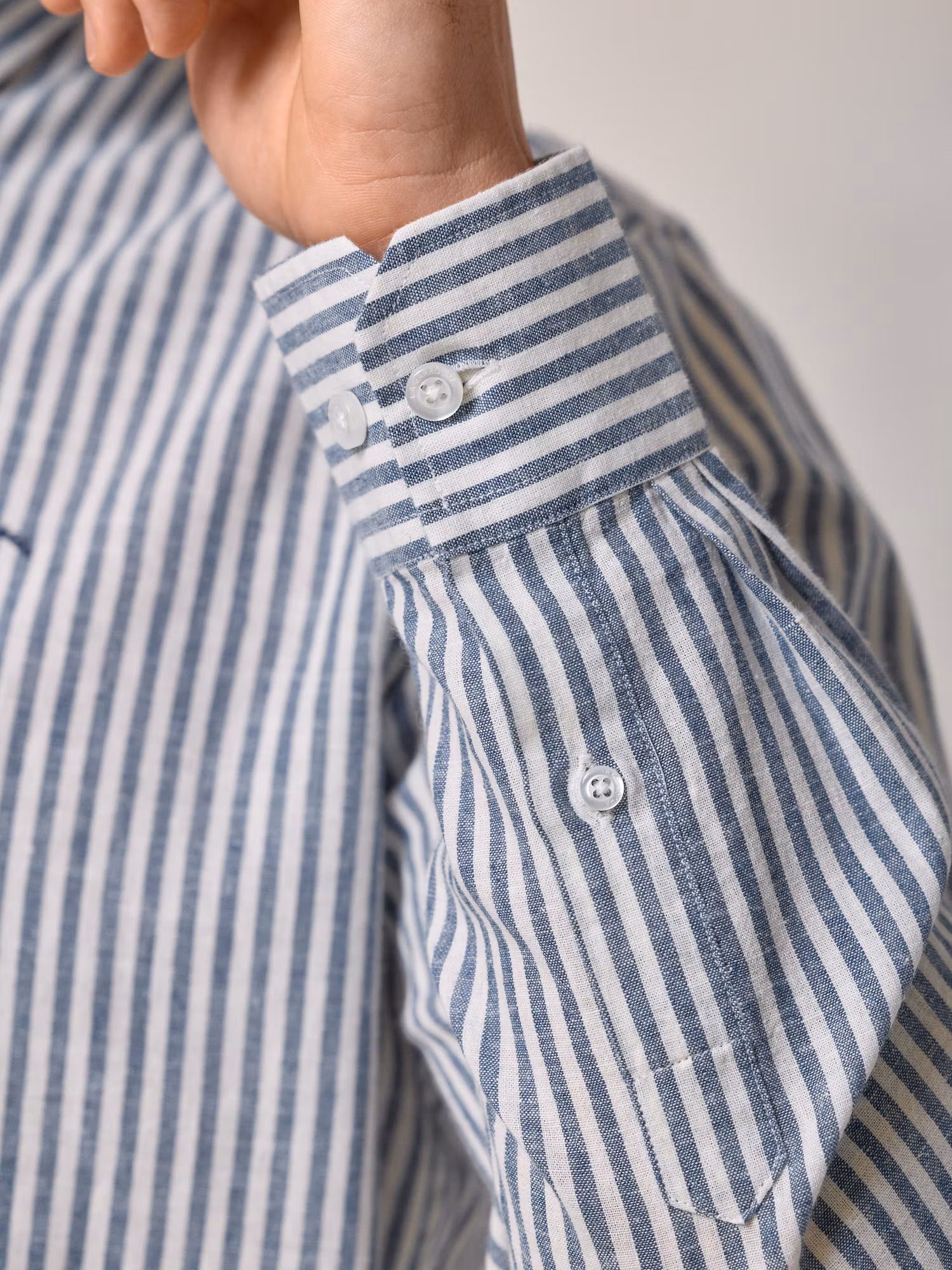 Chemise Lin Rayée | Bleu