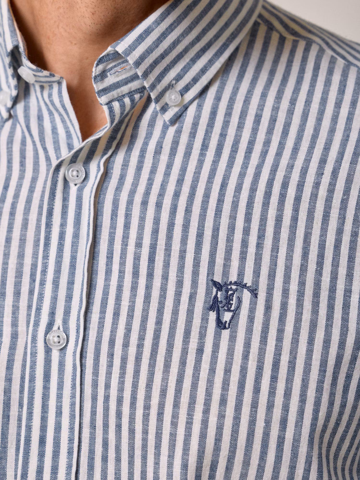 Chemise Lin Rayée | Bleu