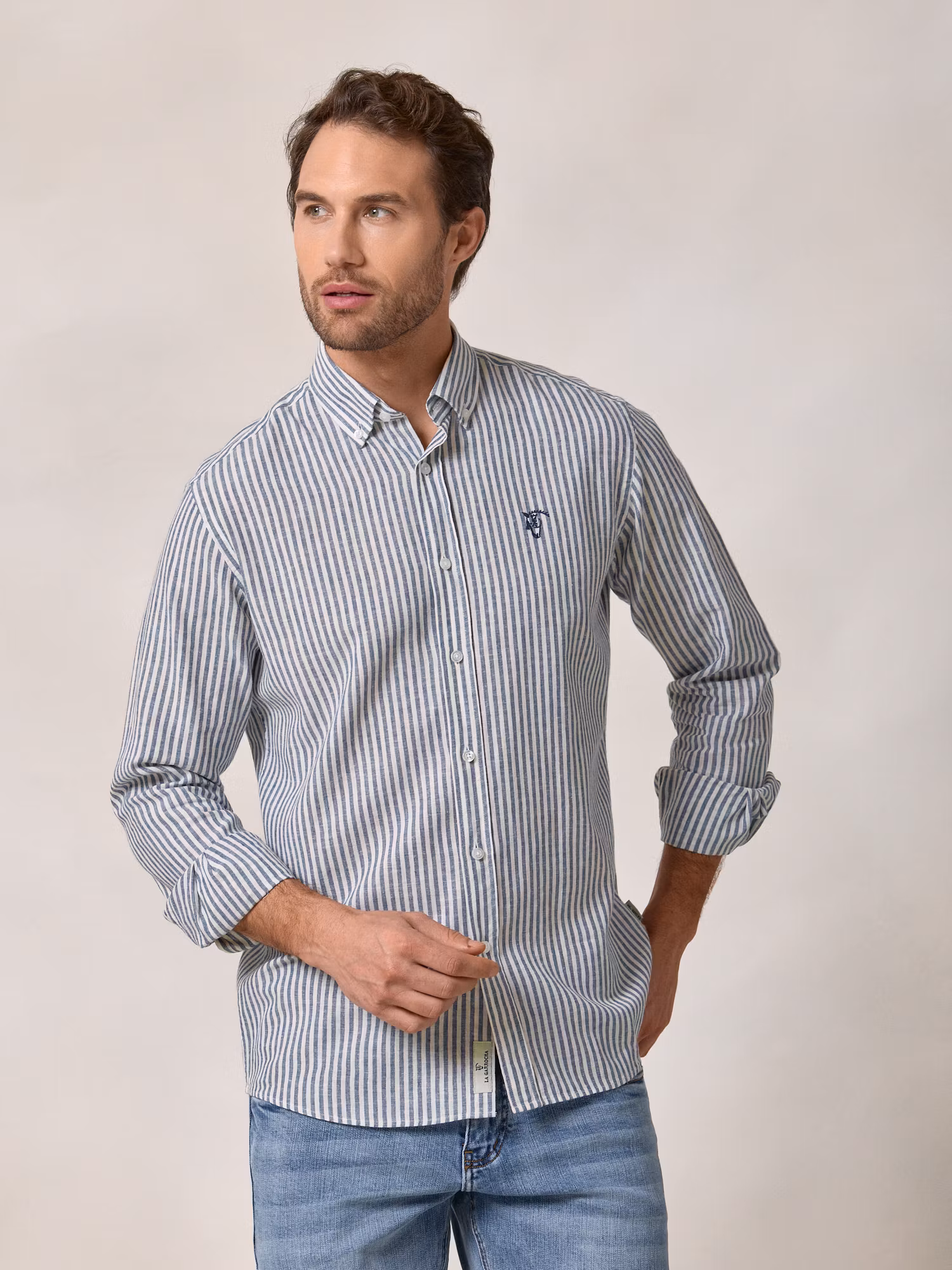 Chemise Lin Rayée | Bleu