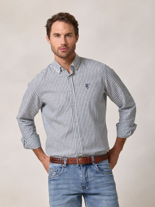 Chemise Lin Rayée | Azul