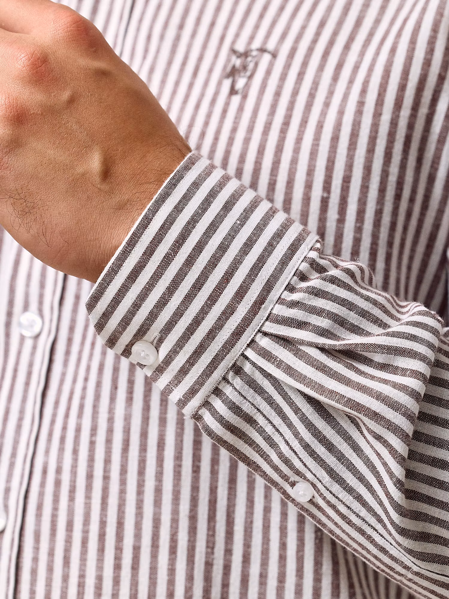 Chemise Lin Rayée | Marron