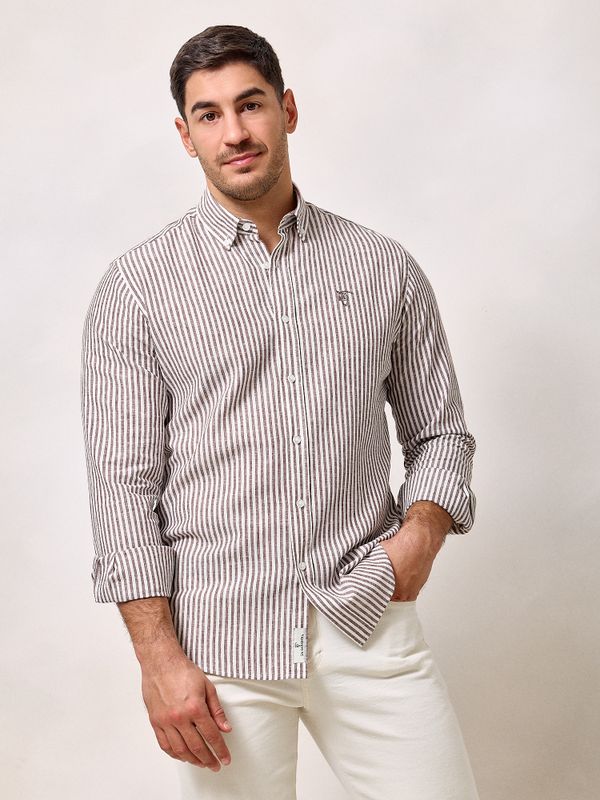 Chemise Lin Rayée | Moka