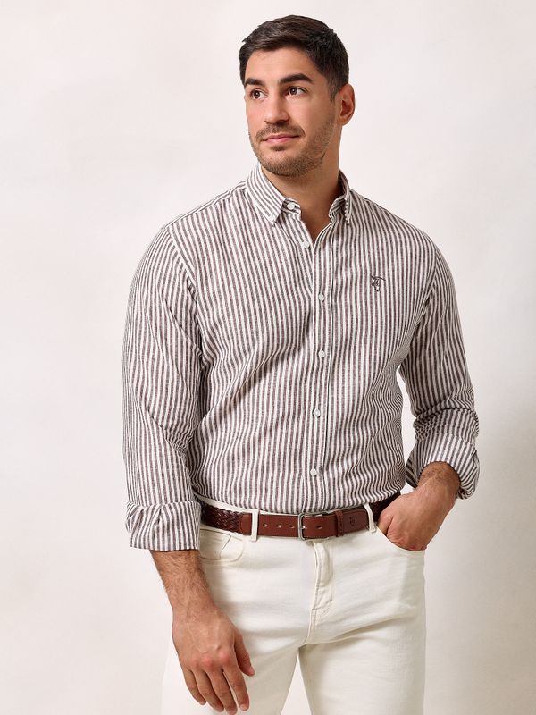 Chemise Lin Rayée | Moka