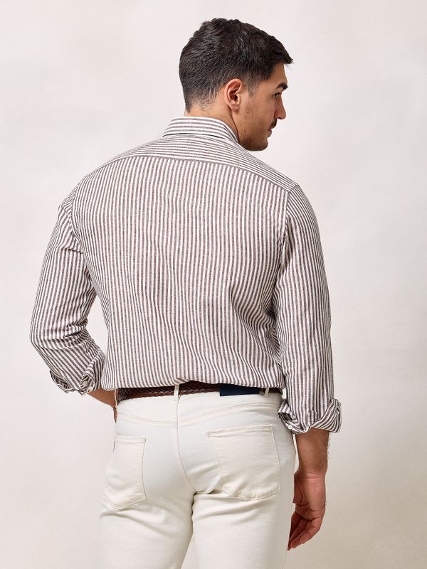 Chemise Lin Rayée | Moka