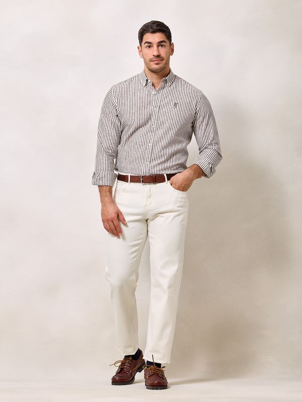 Chemise Lin Rayée | Moka