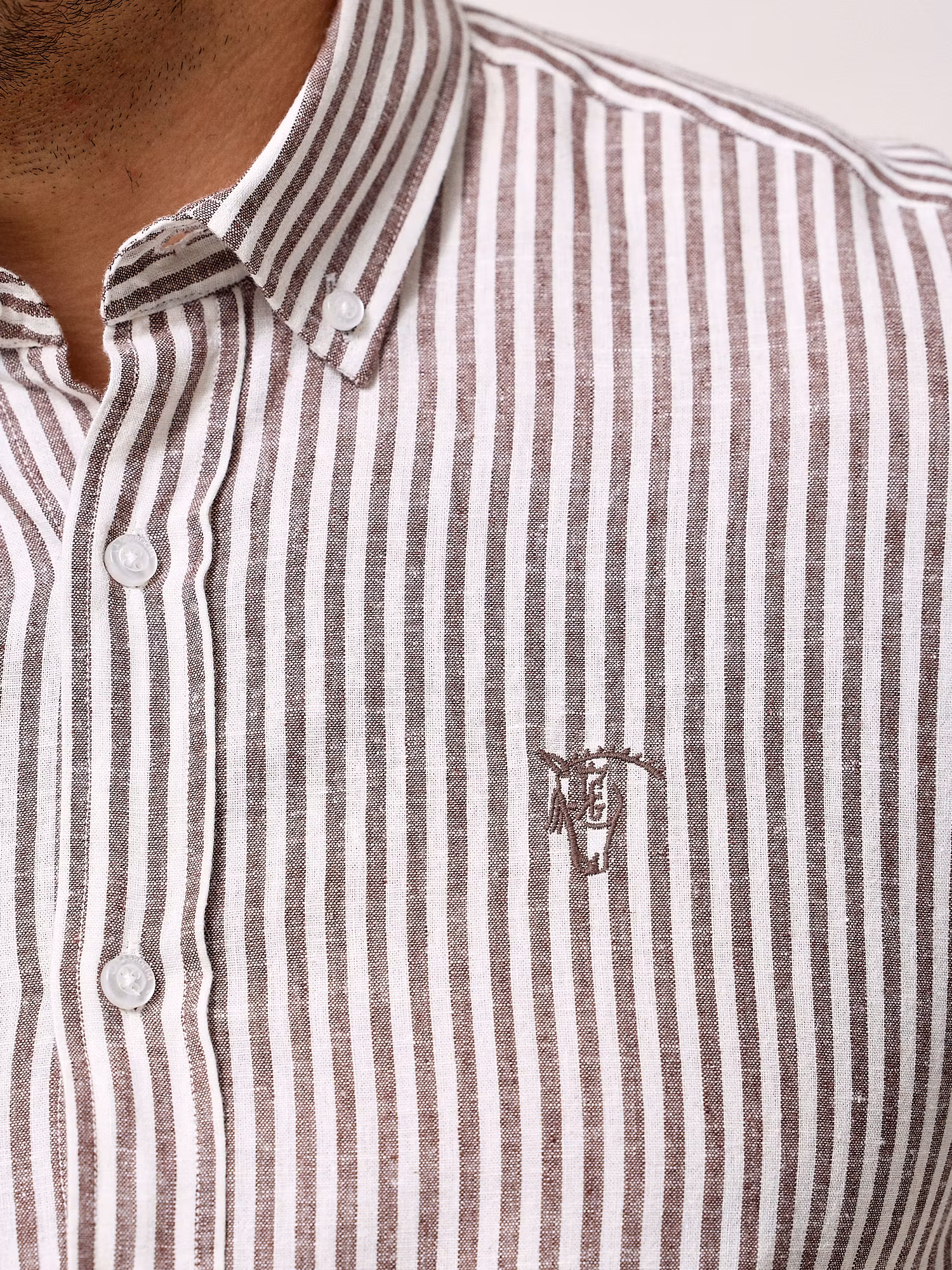 Chemise Lin Rayée | Marron