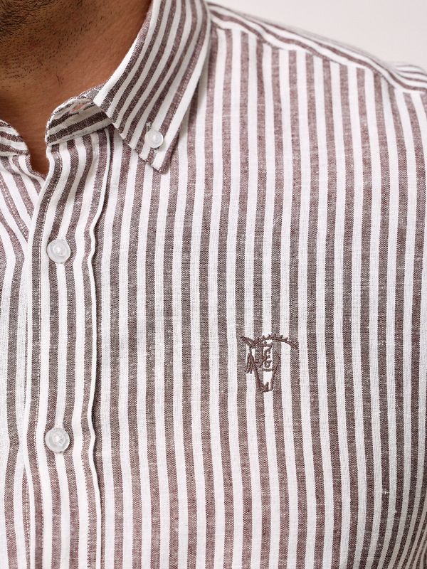 Chemise Lin Rayée | Moka