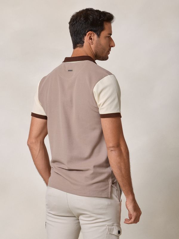 Contrast Sleeve Polo | Stone