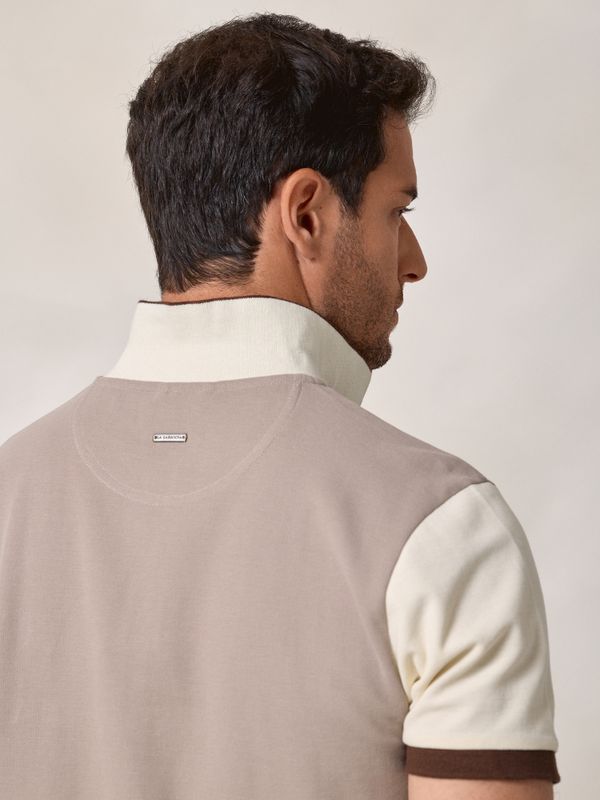 Contrast Sleeve Polo | Stone