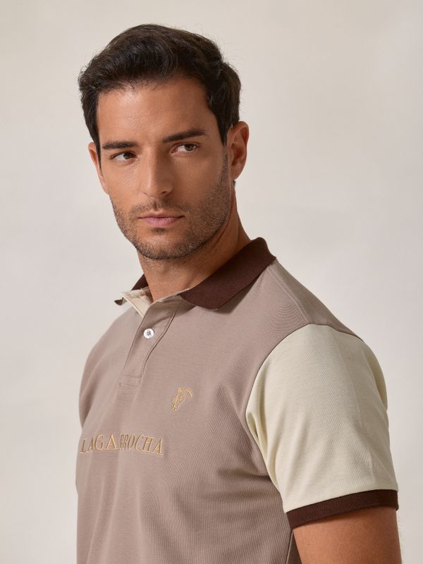 Contrast Sleeve Polo | Stone