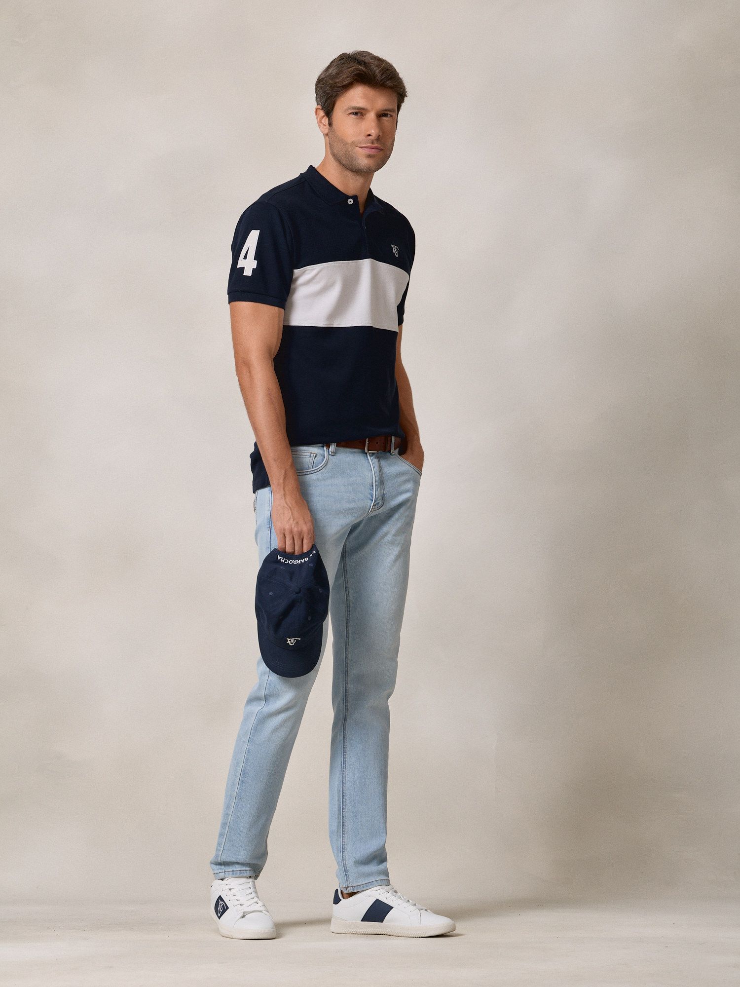 Polo com Faixa | Azul Marinho