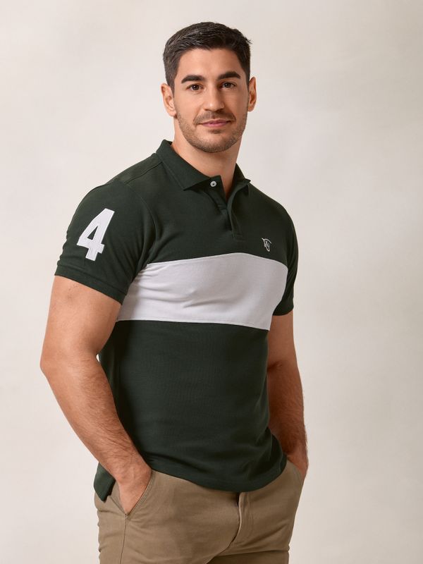 Polo à Bande | Vert Sapin